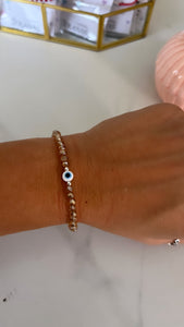 Pulsera Plata 925/Elastizada . Beige