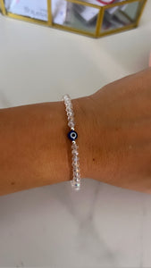 Pulsera Plata 925/Elastizada . Protección Blanca