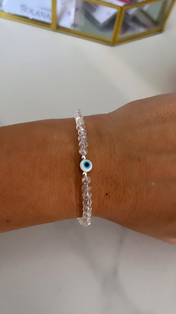 Pulsera Plata 925/Elastizada . Seguridad Blanca