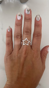 Anillo Acero Blanco . Estrella