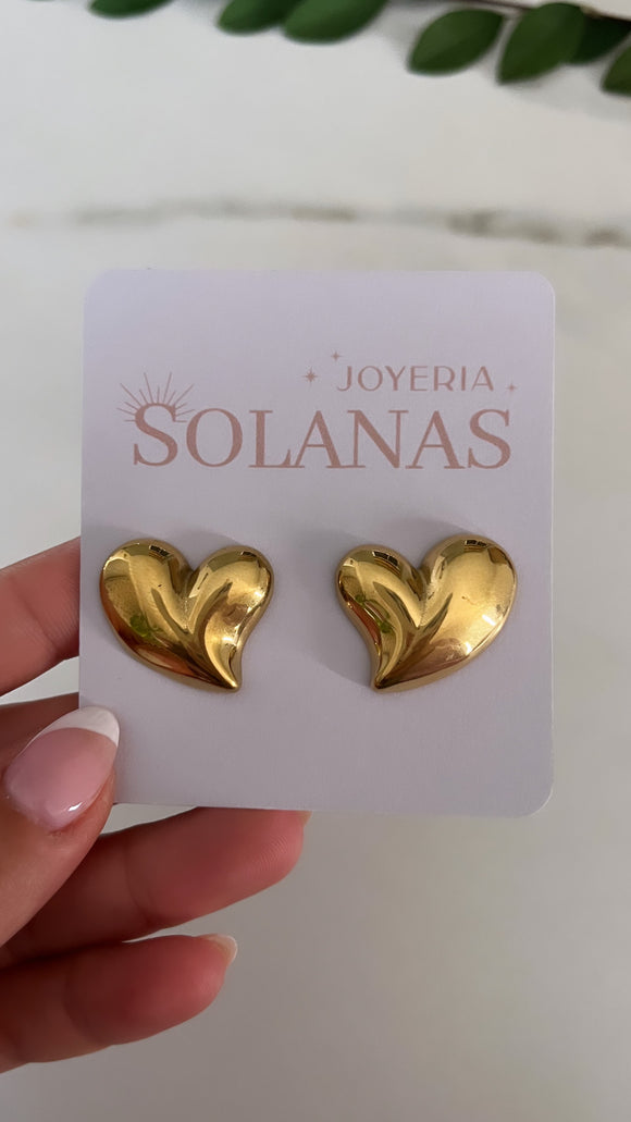 Aros Acero Dorado . Corazones