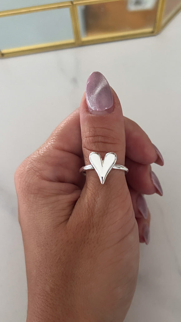 Anillo Acero Blanco . Corazón