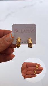 Aros Acero Dorado . Carmela