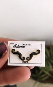Aros Acero Dorado . Bigote Dalí